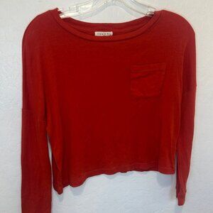 Copper Key Red Long Sleeve Top Womens XL crop tee shirt cotton blend lightweight